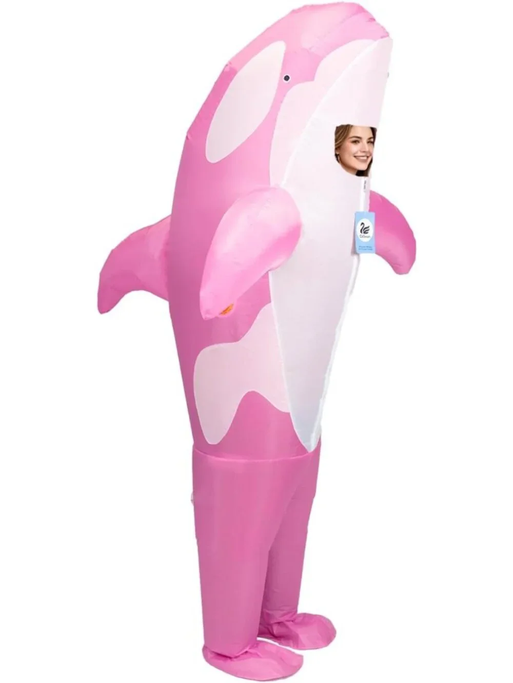 Inflatable Killer Whale Costume - Fun Air Blow-Up Orca Suit for Adults Halloween